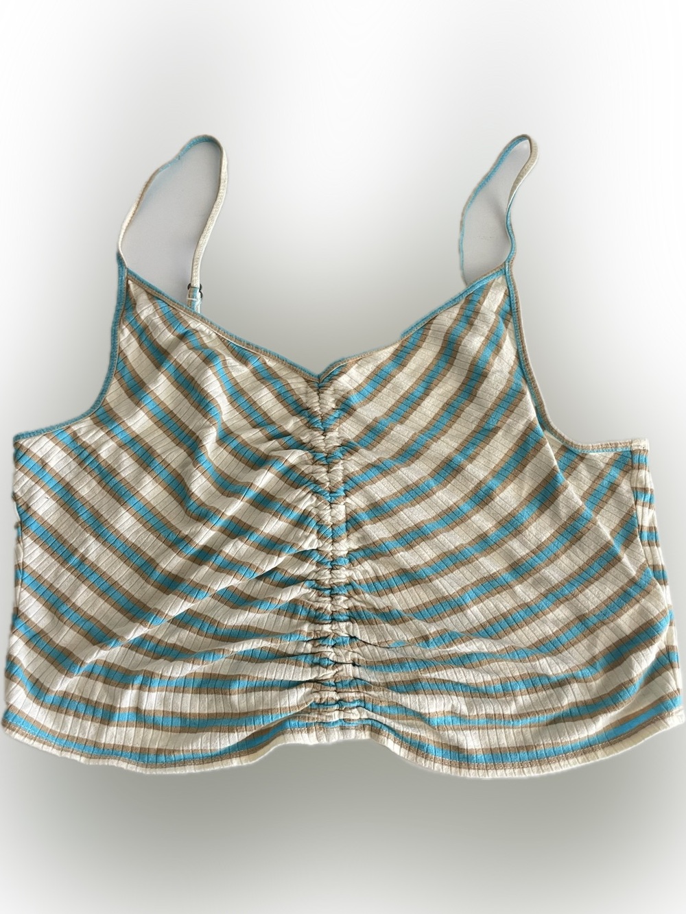 O'Neill Vallarta stripe camisole, striped knit, ruched front. Size L/XL